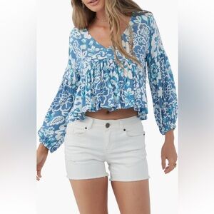 O’Neil Mary Christina Floral Print Crop Blouse